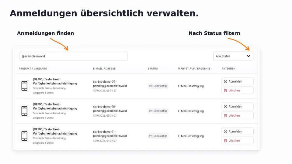 SixBackInStockNotification – Anmeldungen gezielt verwalten