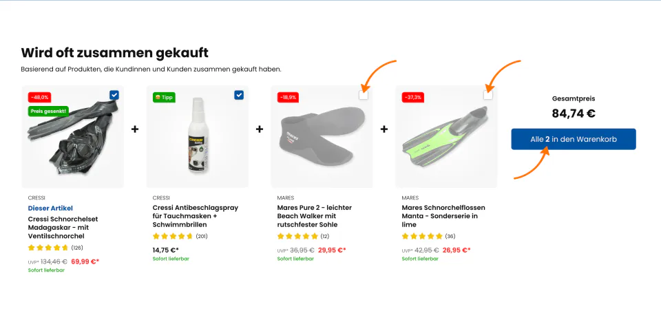 SixDetailBoughtTogether – Produktauswahl und gemeinsamer Kauf