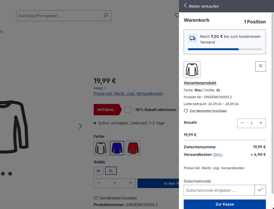 SixFreeShippingProgress – Restbetrag im Warenkorb anzeigen