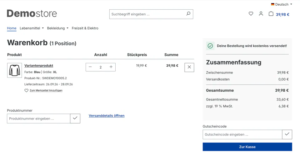 SixFreeShippingProgress – Kostenlosen Versand bestätigen