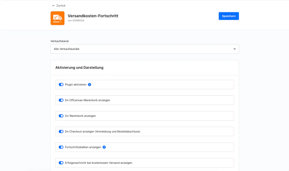 SixFreeShippingProgress – Anzeigeorte und Verhalten festlegen