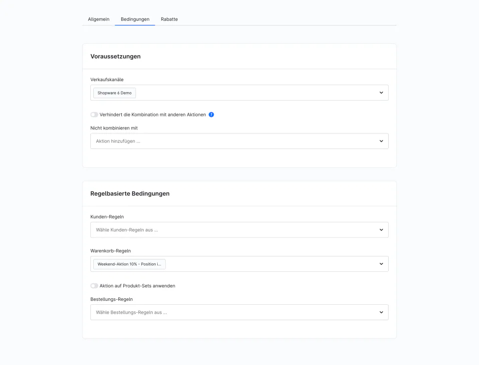 SixPromotionBadge – Rabatt und Bedingungen einstellen